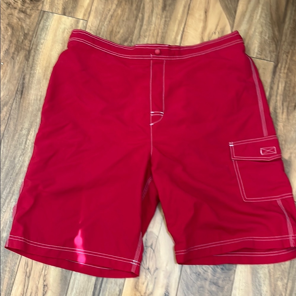 Lands' End Red Board Shorts Swimwear like new